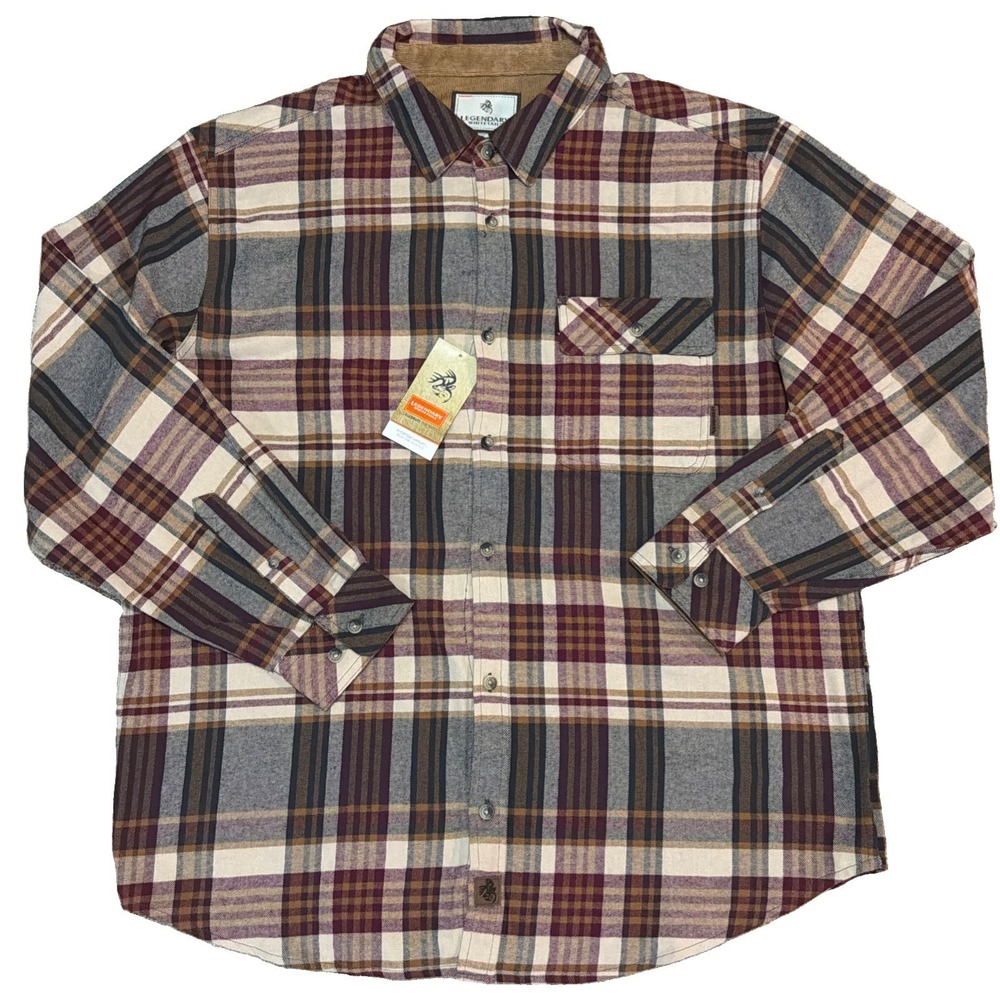 NWT Legendary Whitetails Men's Buck Camp Cedarwood Plaid Flannel Shirt Sz‎ XL